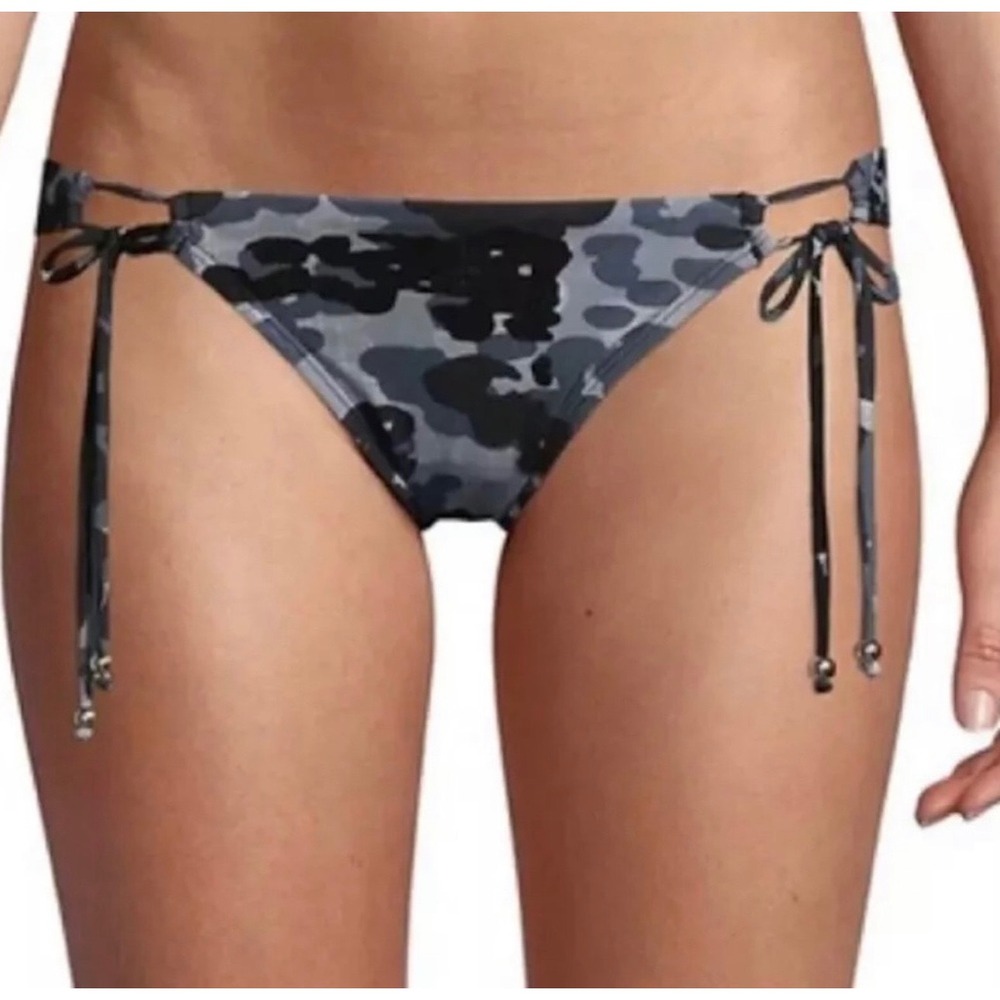 NWT Robin Piccone Eden Side Tie Bikini Bottom Grey Multi Camo Floral 192863